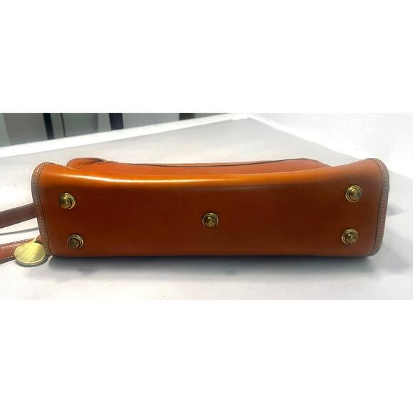 Vintage Dooney & Bourke Brown Pebble Leather Brown Trim Satchel Shoulder Handbag - Picture 9 of 11